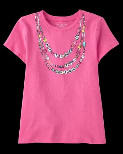 Girls Short Sleeve Necklaces Graphic Tee 1