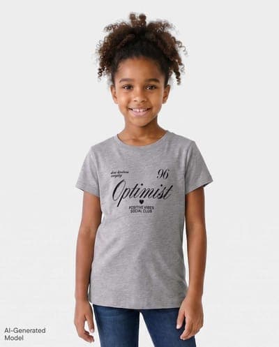Girls Short Sleeve Optimist Marled Graphic Tee 1