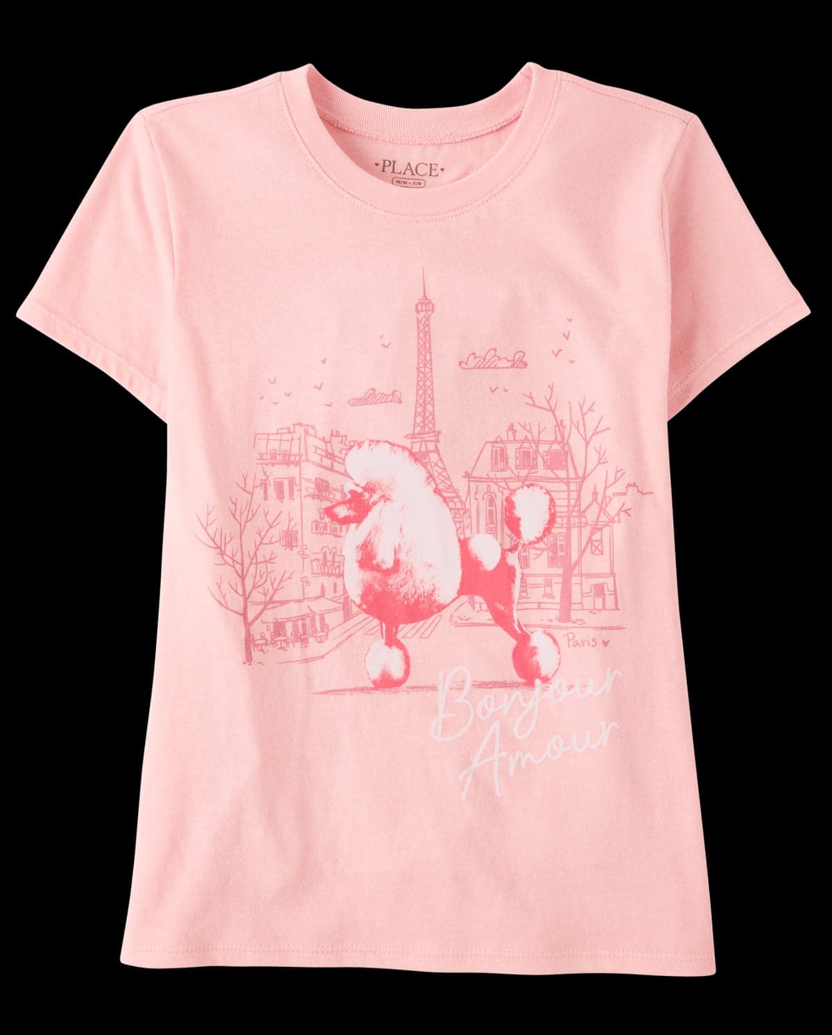 Girls Short Sleeve Poodle Graphic Tee