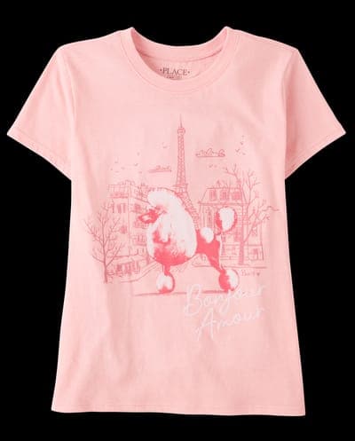Girls Short Sleeve Poodle Graphic Tee 1