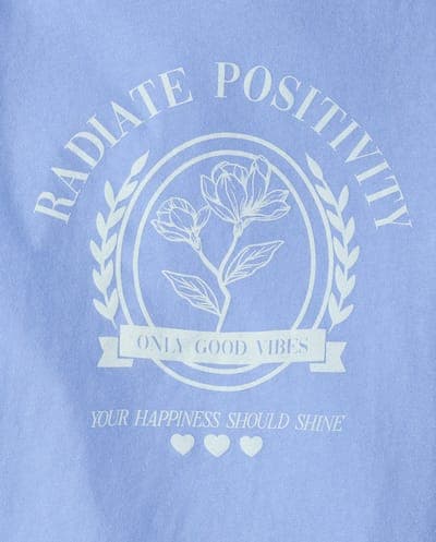 Girls Short Sleeve Radiate Positivity Graphic Tee 2