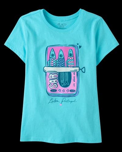 Girls Short Sleeve Sardines Graphic Tee 1