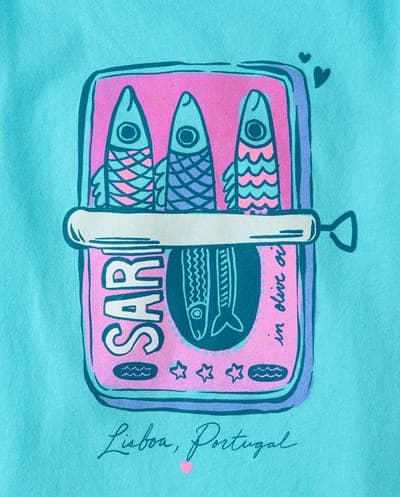 Girls Short Sleeve Sardines Graphic Tee 2