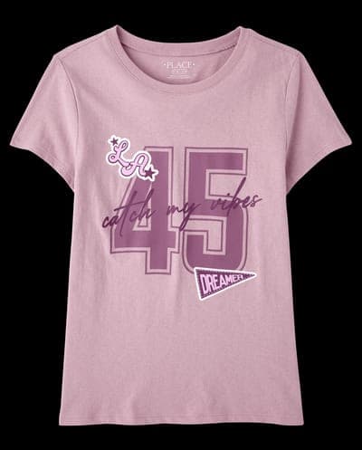 Girls Short Sleeve School Catch My Vibes Varsity Graphic Tee 2