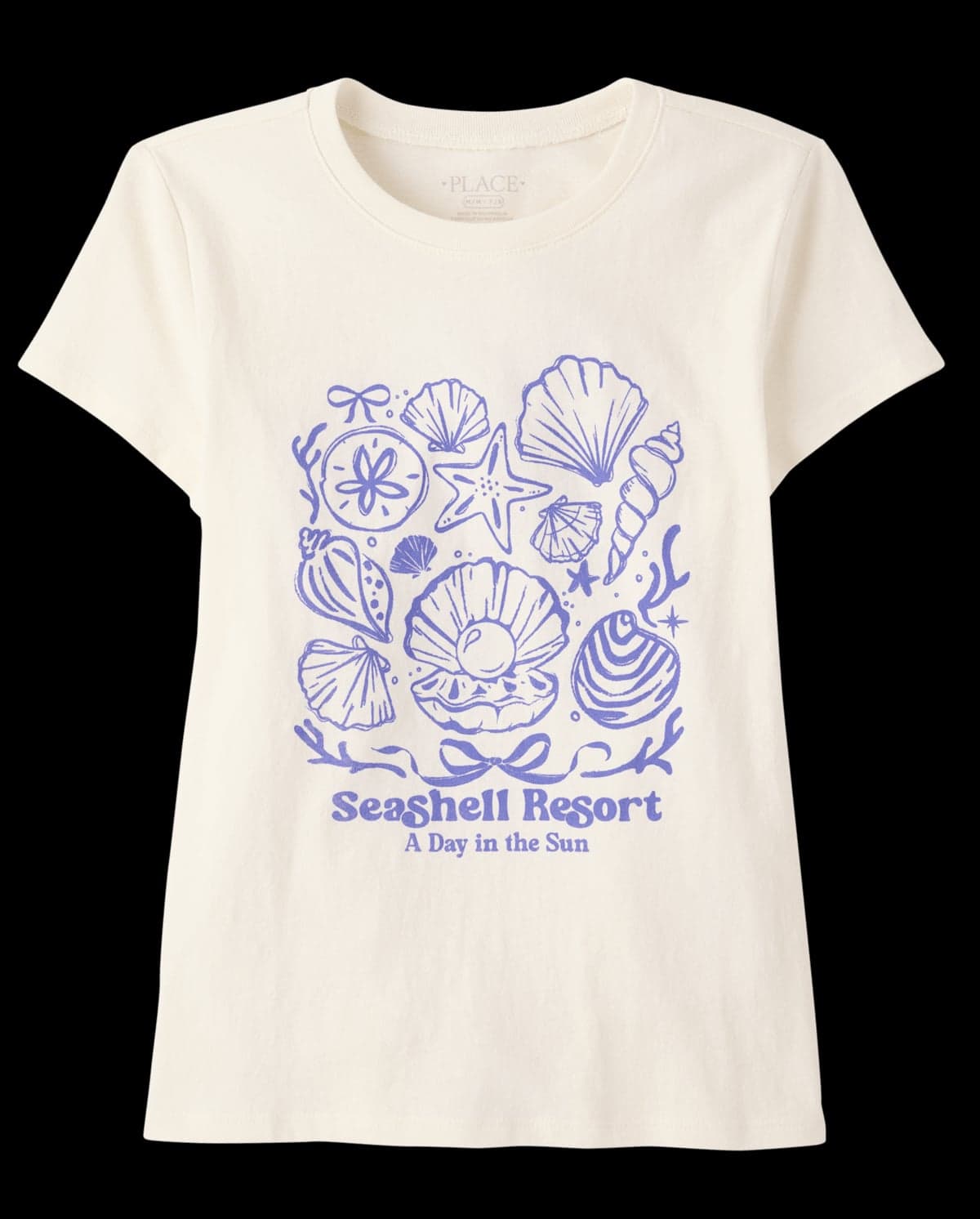 Girls Short Sleeve Seashells Graphic Tee