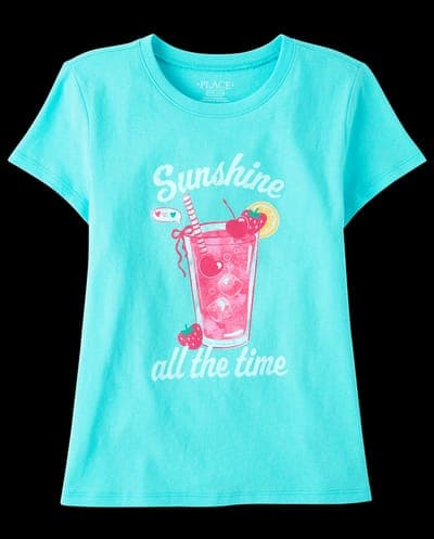 Girls Short Sleeve Summer Drink Graphic Tee 1