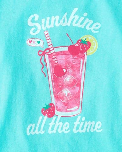 Girls Short Sleeve Summer Drink Graphic Tee 2