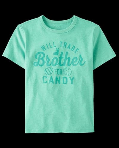 Kids Short Sleeve Will Trade Brother For Candy Easter Egg Graphic Tee 1