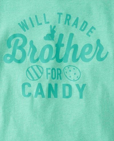 Kids Short Sleeve Will Trade Brother For Candy Easter Egg Graphic Tee 2