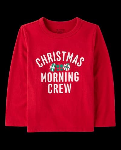 Baby And Toddler Long Sleeve Matching Family Christmas Morning Crew Graphic Tee 1