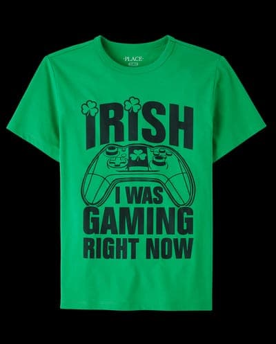 Boys Short Sleeve St. Patrick's Day Gamer Graphic Tee 1