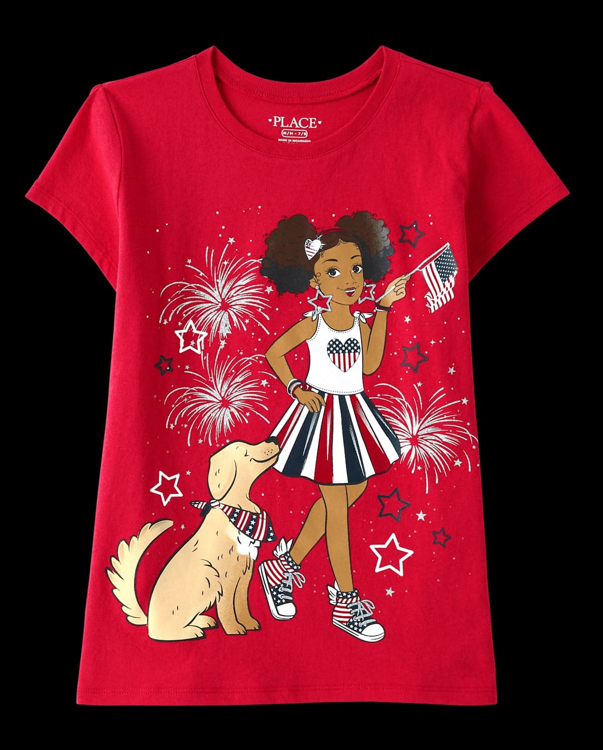 Girls Short Sleeve Americana Girl Graphic Tee