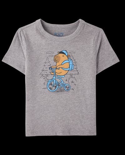 Baby And Toddler Boys Short Sleeve Capybara Bike Graphic Tee 1