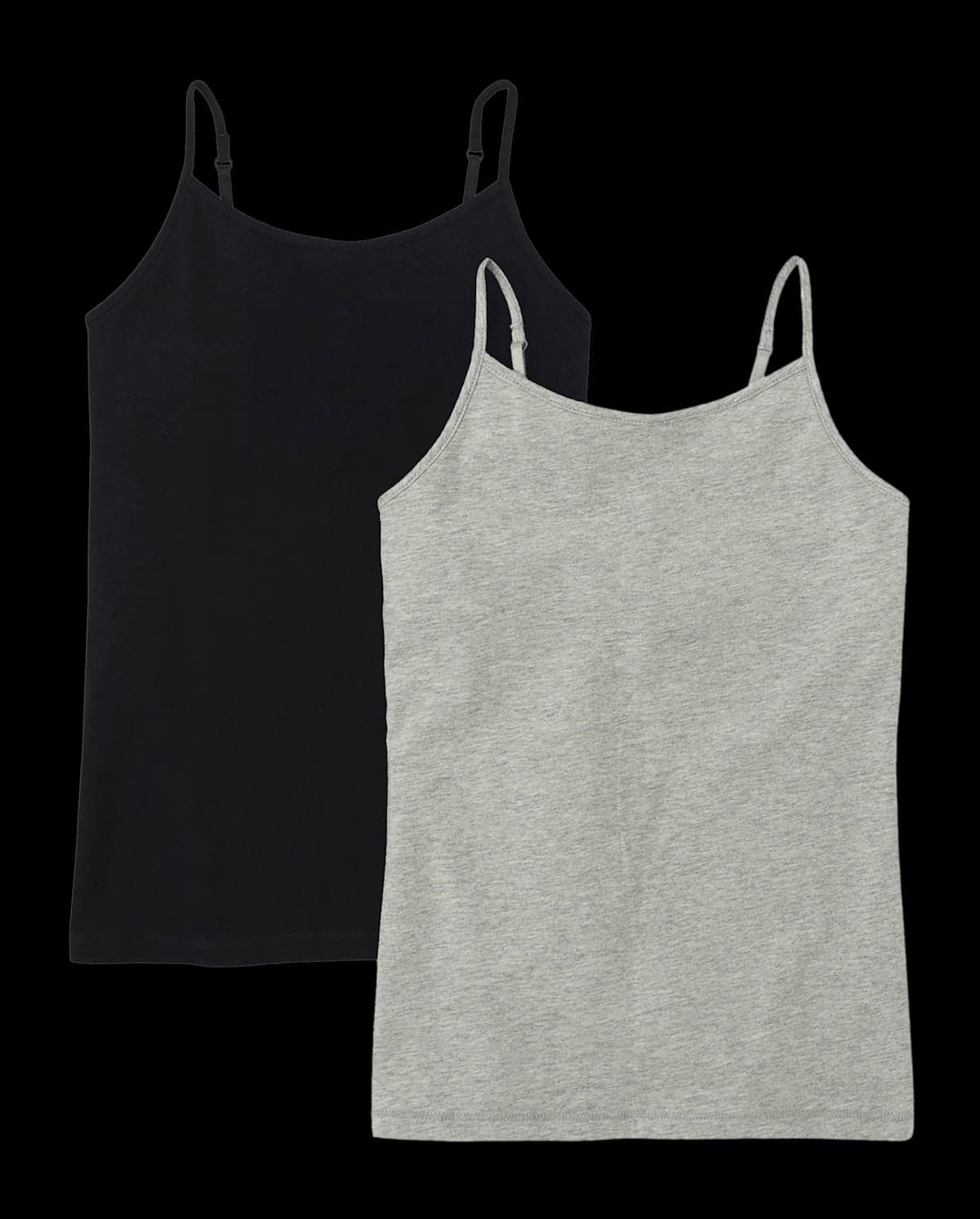Girls Sleeveless Basic Cami 2-Pack (BLACK)