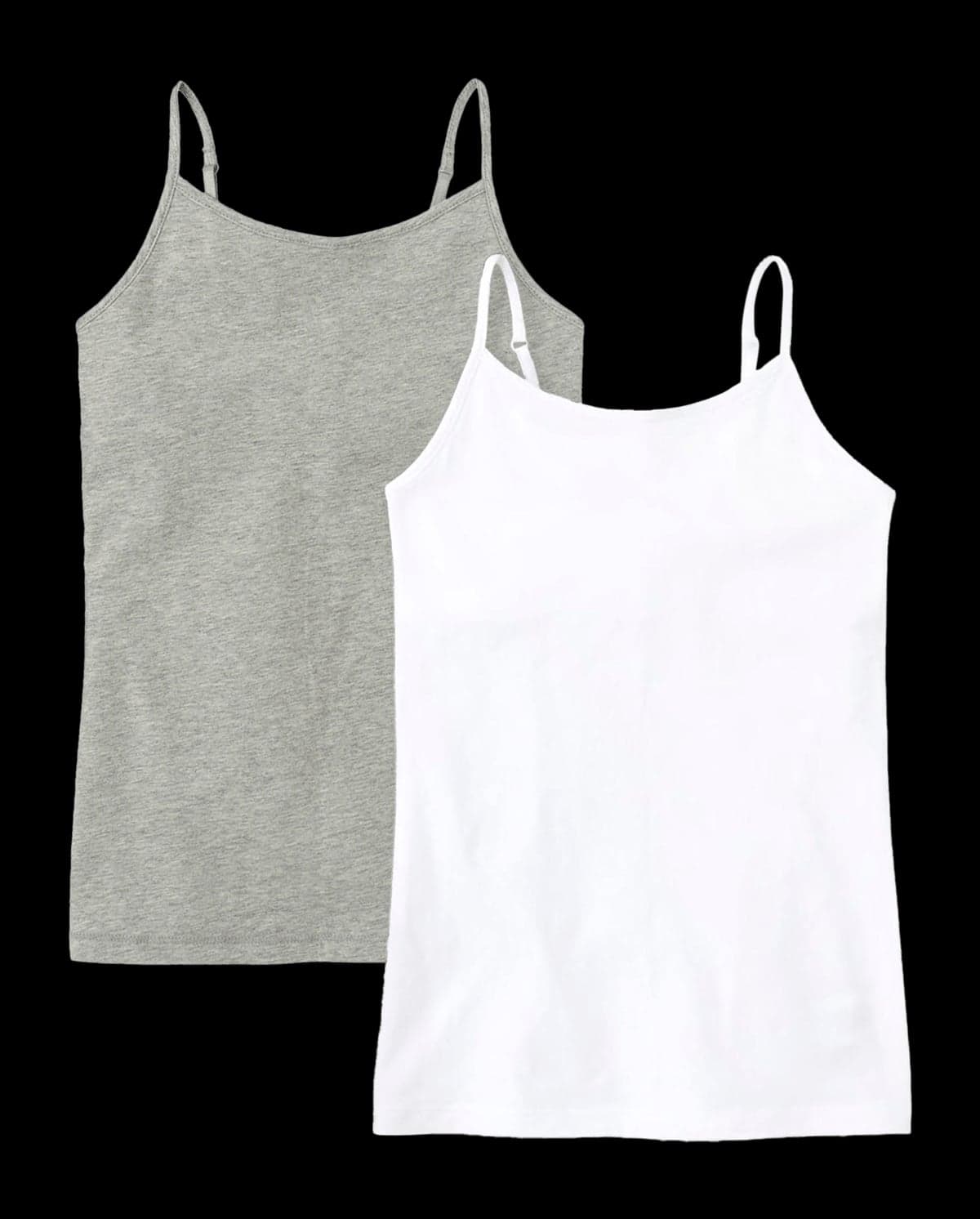 Girls Sleeveless Basic Cami 2-Pack (H/T GREY)