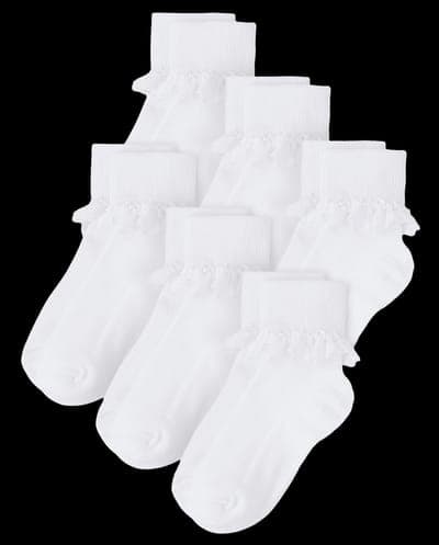 Girls Lace Turn Cuff Socks 6-Pack 1