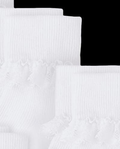 Girls Lace Turn Cuff Socks 6-Pack 4