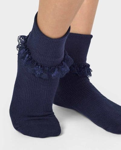 Girls Lace Turn Cuff Socks 6-Pack 8