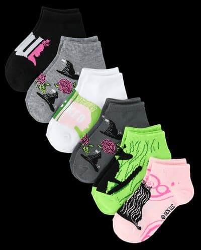Baby And Toddler Girls Wicked Ankle Socks 6-Pack 1
