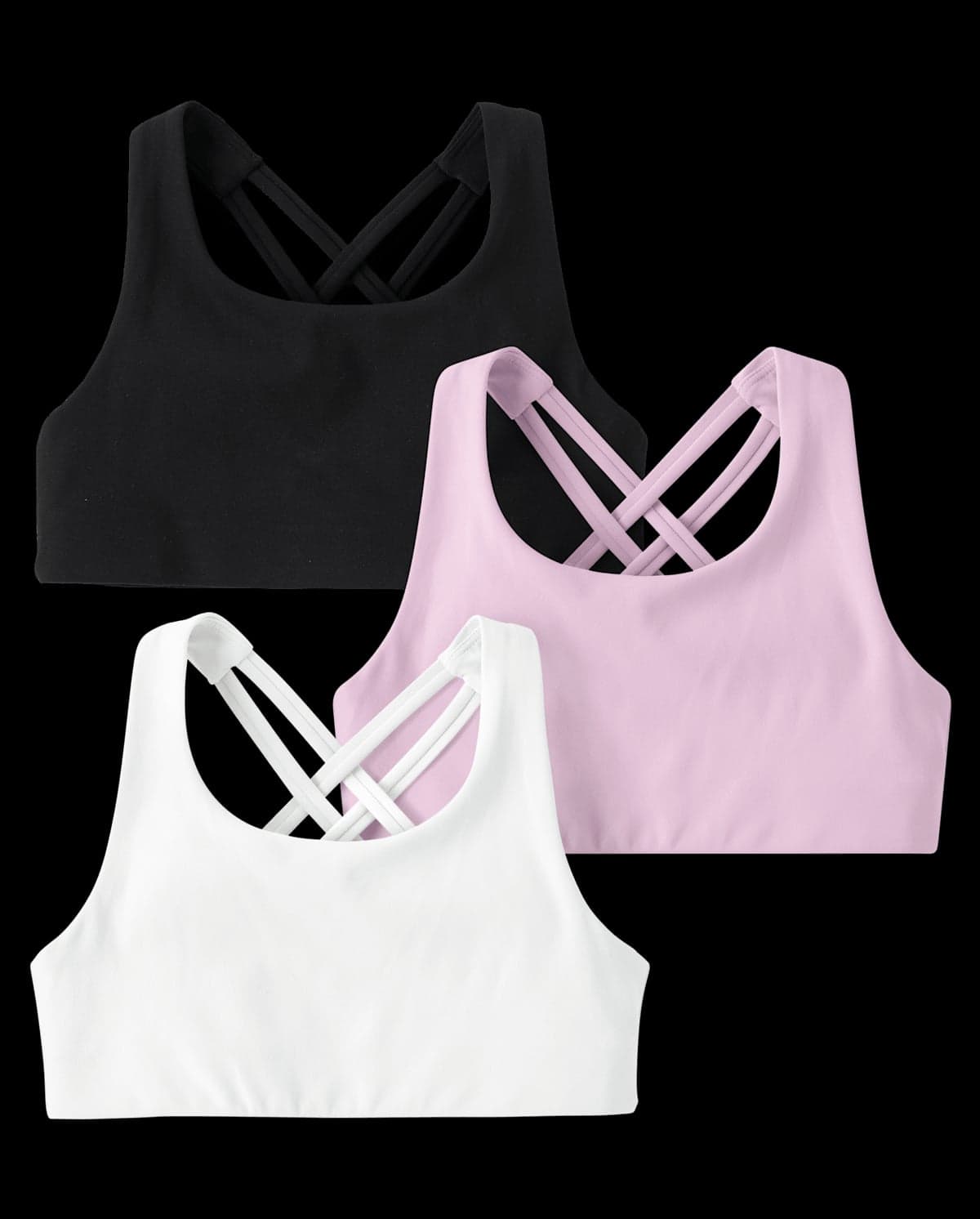 Girls Sleeveless Quick Dry Sports Bra 3-Pack
