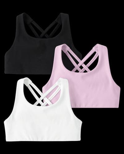 Girls Sleeveless Quick Dry Sports Bra 3-Pack 1
