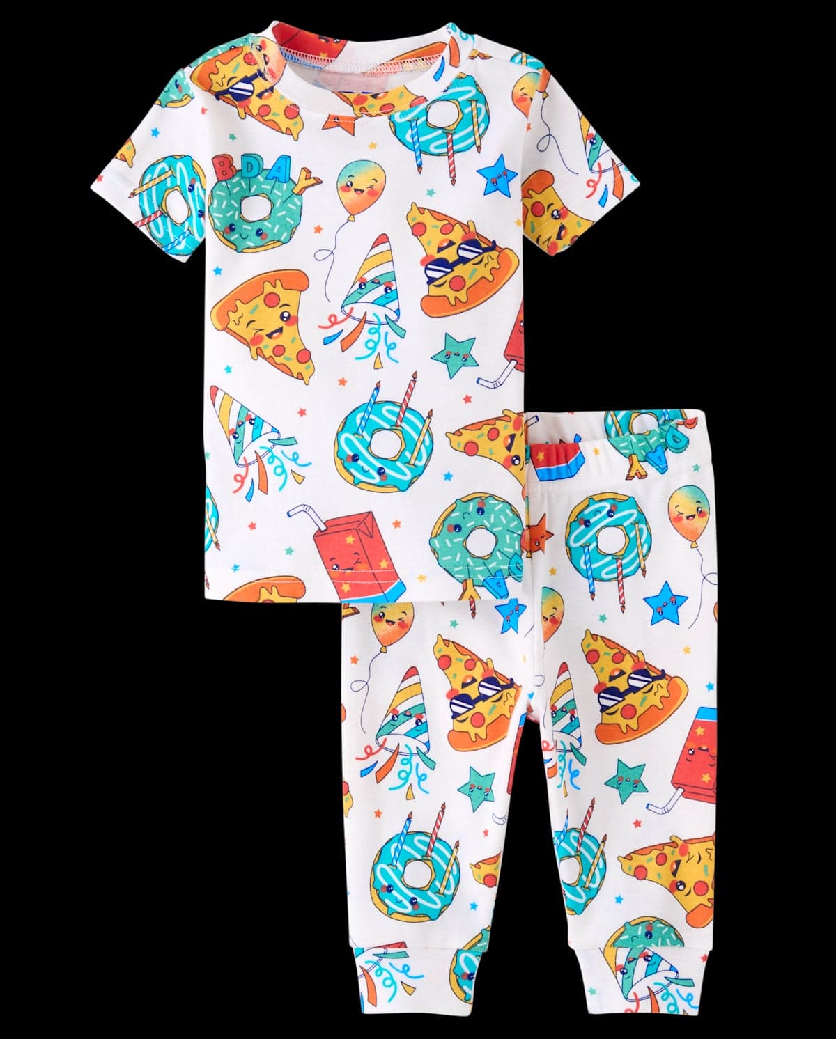 Baby And Toddler Boys Short Sleeve Birthday Food Snug Fit Cotton Pajamas