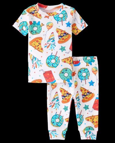 Baby And Toddler Boys Short Sleeve Birthday Food Snug Fit Cotton Pajamas 1