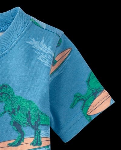 Baby And Toddler Boys Short Sleeve Surfing Dino Snug Fit Cotton Pajamas 3