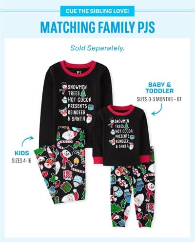 Baby And Toddler Christmas Long Sleeve Holiday Words Snug Fit Cotton Pajamas 2