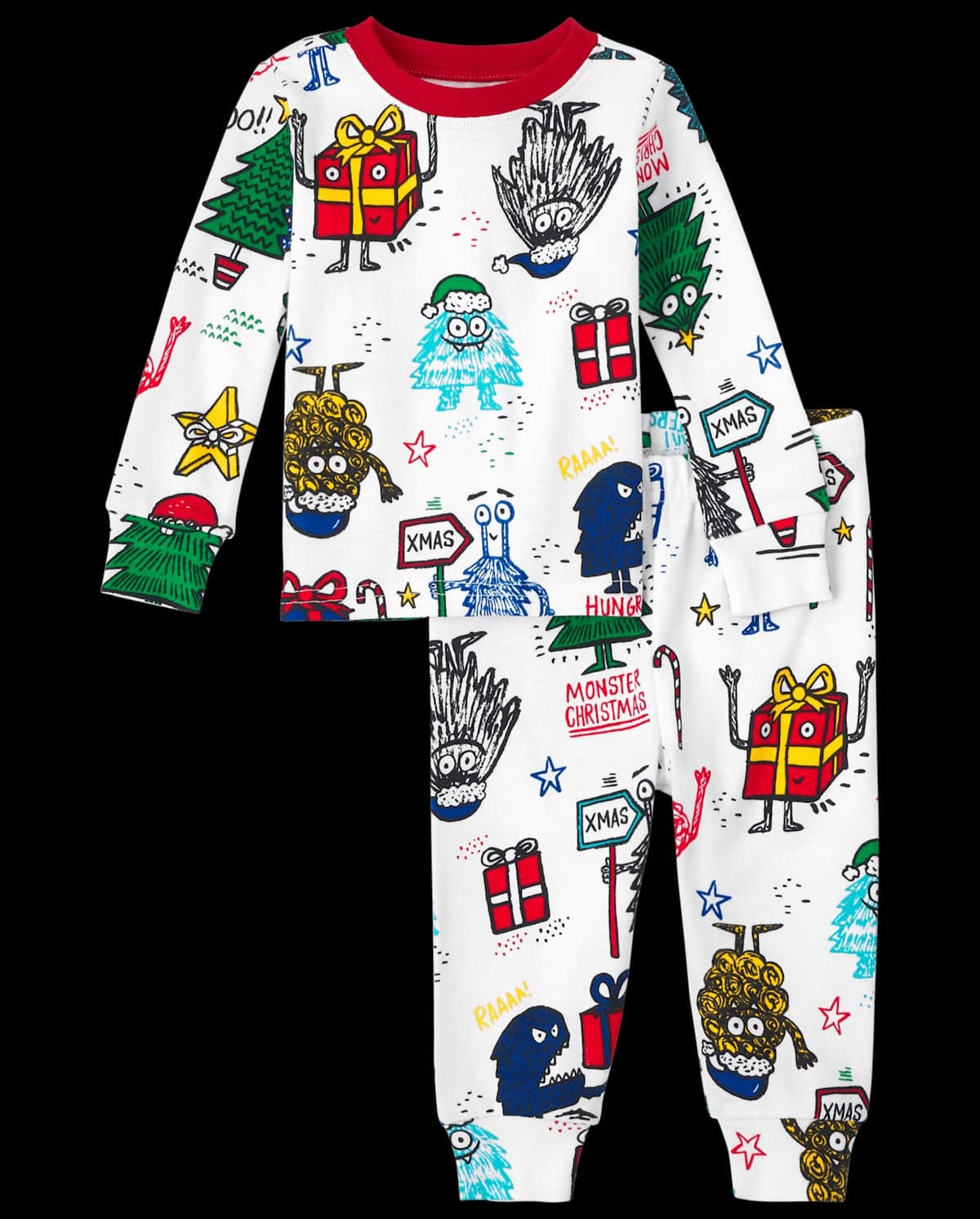 Baby And Toddler Christmas Long Sleeve Monster Snug Fit Cotton Pajamas