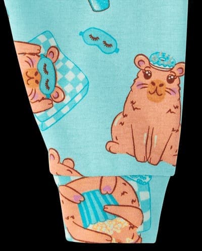 Baby And Toddler Girls Short Sleeve Capybara Snug Fit Cotton Pajamas 3
