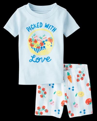 Baby And Toddler Girls Short Sleeve Vegetable Snug Fit Cotton Pajamas 1