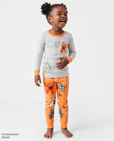 Baby And Toddler Glow In The Dark Halloween Long Sleeve Candy Monster Snug Fit Cotton Pajamas 1