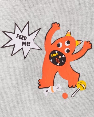 Baby And Toddler Glow In The Dark Halloween Long Sleeve Candy Monster Snug Fit Cotton Pajamas 4