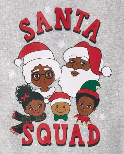 Baby And Toddler Matching Family Christmas Long Raglan Sleeve Santa Squad Snug Fit Cotton Pajamas 2