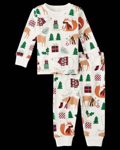 Baby And Toddler Matching Family Christmas Long Sleeve Animal Snug Fit Cotton Pajamas 1