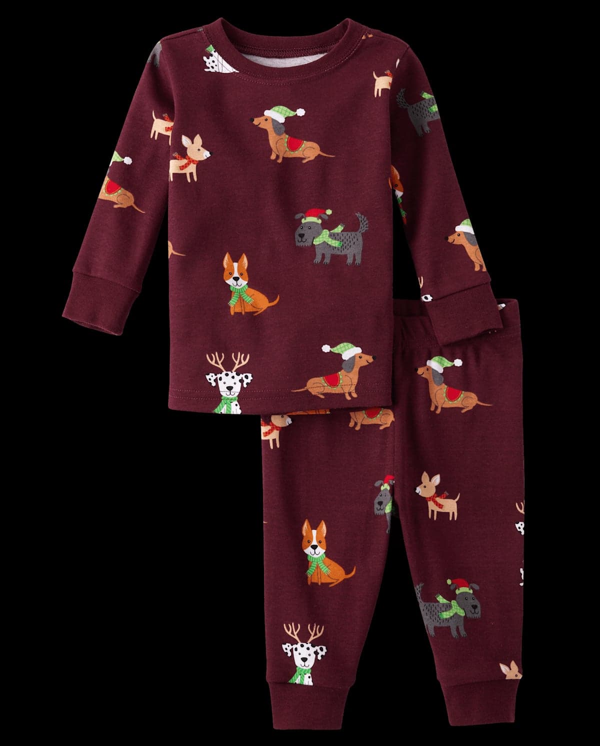 Baby And Toddler Matching Family Christmas Long Sleeve Holiday Dog Snug Fit Cotton Pajamas
