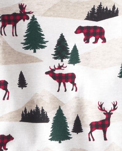 Baby And Toddler Matching Family Christmas Long Sleeve Mountain Print Snug Fit Cotton Pajamas 2