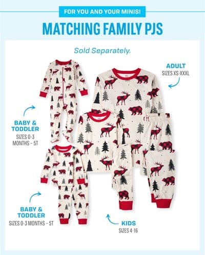 Baby And Toddler Matching Family Christmas Long Sleeve Mountain Print Snug Fit Cotton Pajamas 4