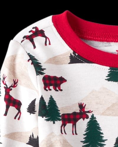 Baby And Toddler Matching Family Christmas Long Sleeve Mountain Print Snug Fit Cotton Pajamas 5
