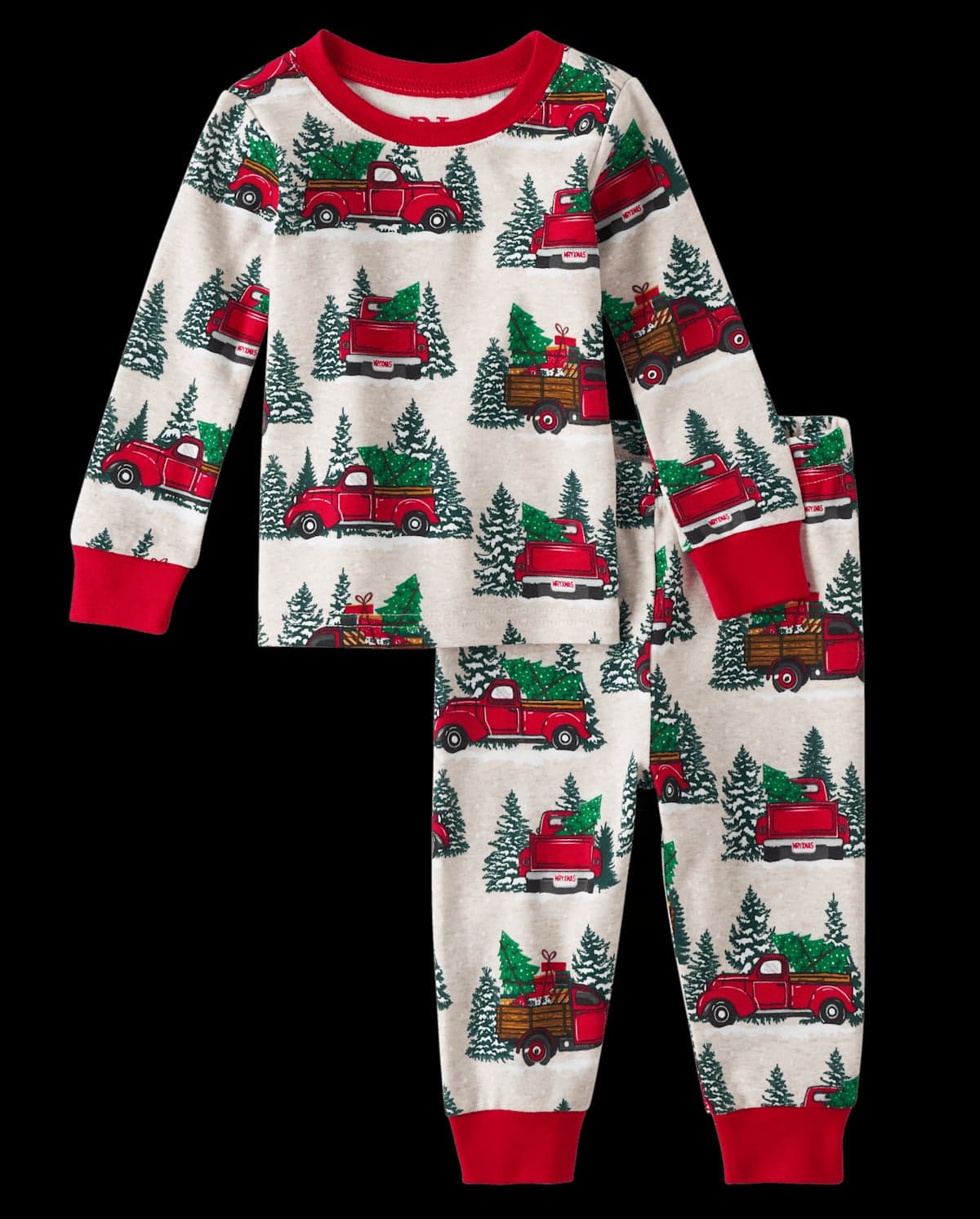 Baby And Toddler Matching Family Christmas Long Sleeve Truck Print Snug Fit Cotton Pajamas