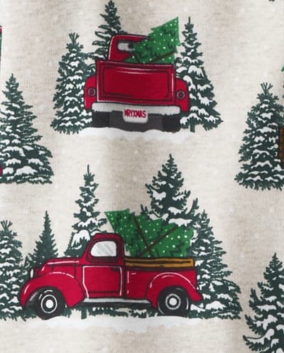 Baby And Toddler Matching Family Christmas Long Sleeve Truck Print Snug Fit Cotton Pajamas 2