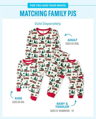 Baby And Toddler Matching Family Christmas Long Sleeve Truck Print Snug Fit Cotton Pajamas 4