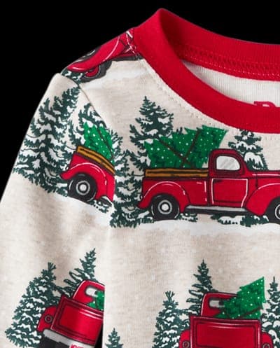 Baby And Toddler Matching Family Christmas Long Sleeve Truck Print Snug Fit Cotton Pajamas 5