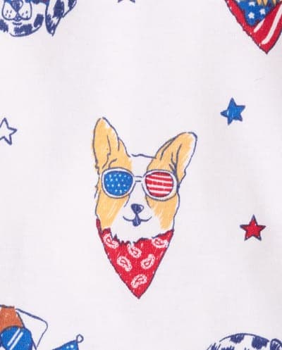 Baby And Toddler Short Sleeve Americana Dogs Snug Fit Cotton Pajamas 2