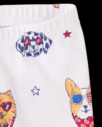 Baby And Toddler Short Sleeve Americana Dogs Snug Fit Cotton Pajamas 4