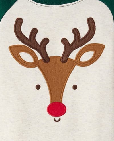 Baby And Toddler Christmas Long Raglan Sleeve Reindeer Face Snug Fit Cotton Pajamas 2
