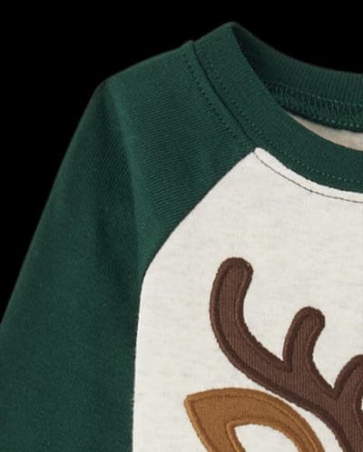 Baby And Toddler Christmas Long Raglan Sleeve Reindeer Face Snug Fit Cotton Pajamas 3