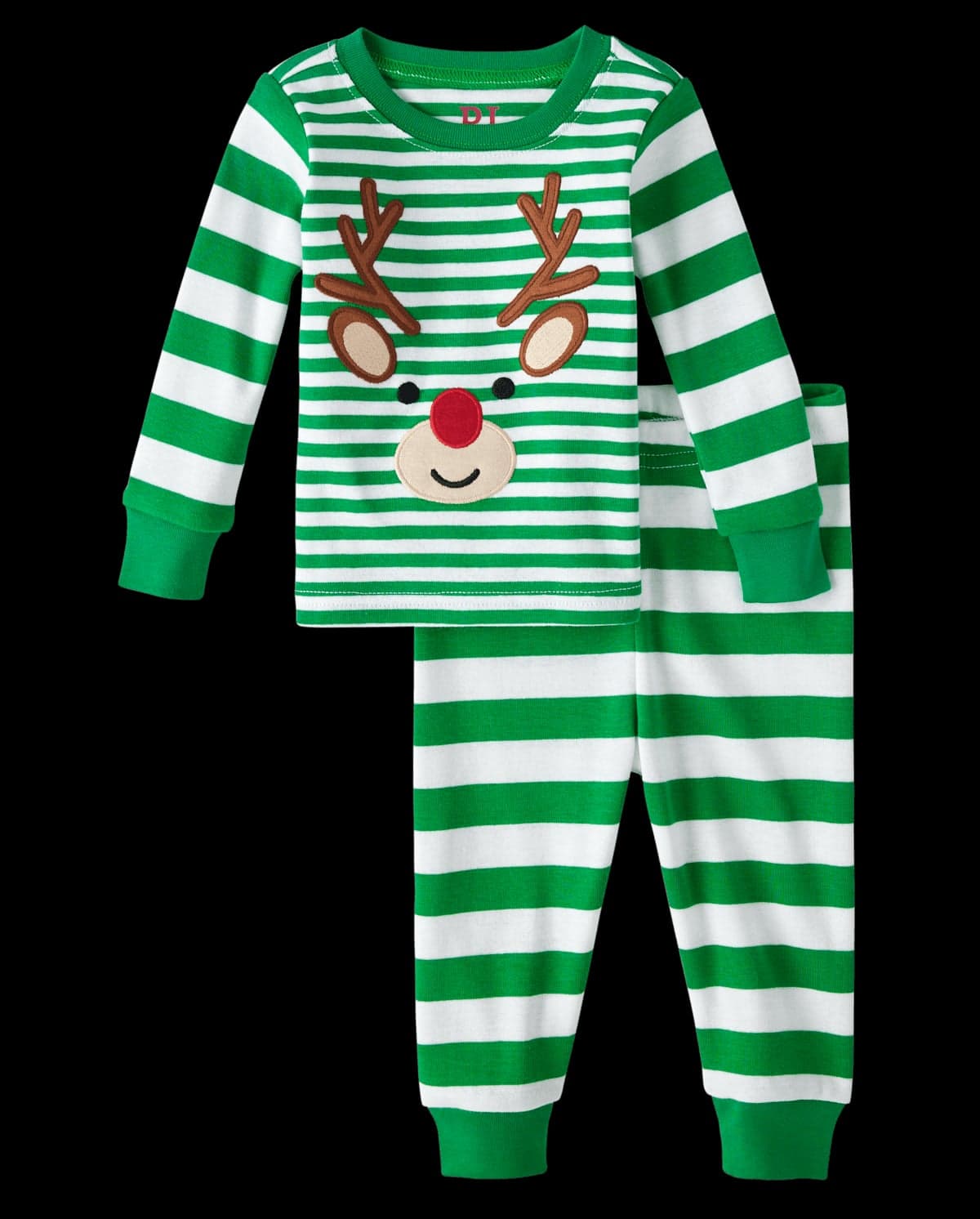 Baby And Toddler Christmas Long Sleeve Striped Reindeer Snug Fit Cotton Pajamas