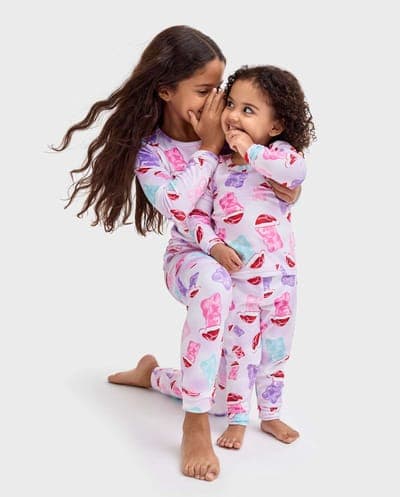 Baby And Toddler Girls Long Sleeve Santa Candy Bear Velour Pajamas 2